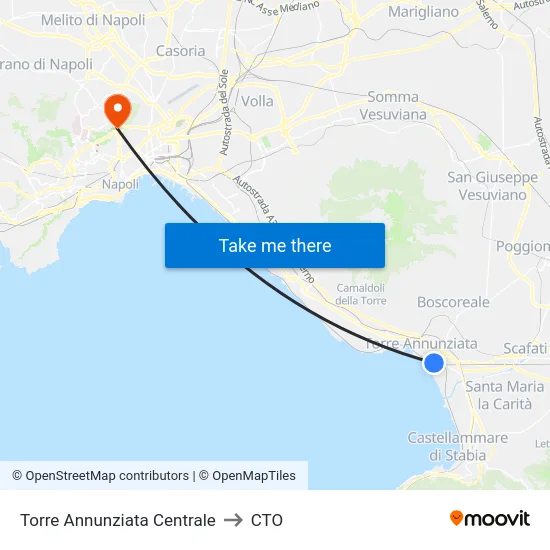 Torre Annunziata Centrale to CTO map