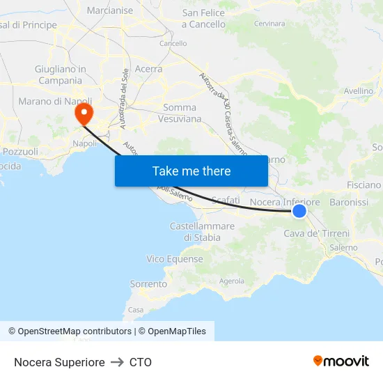 Nocera Superiore to CTO map
