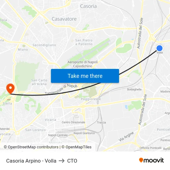 Casoria Arpino - Volla to CTO map