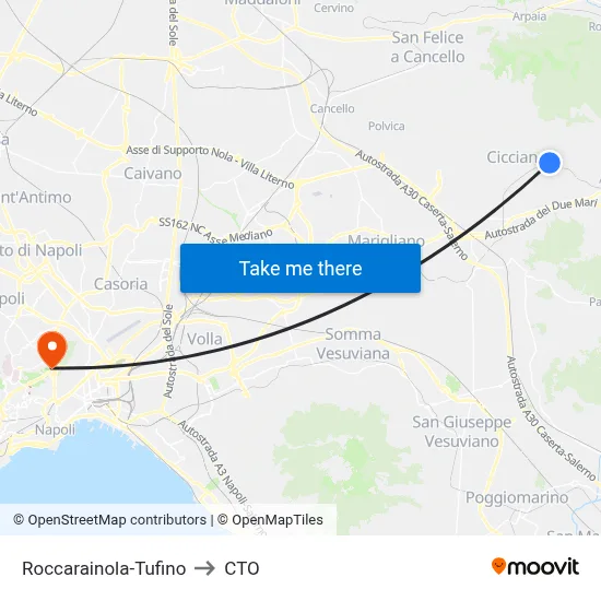 Roccarainola-Tufino to CTO map
