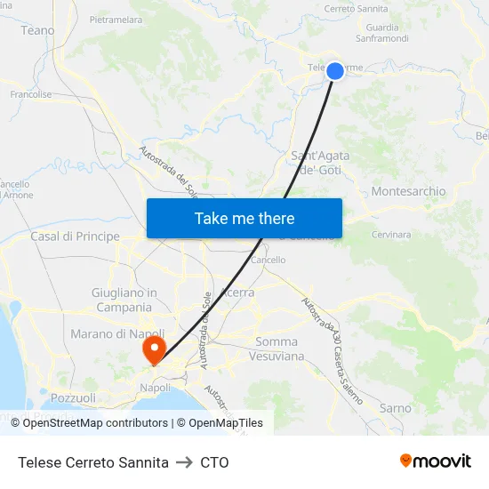 Telese Cerreto Sannita to CTO map