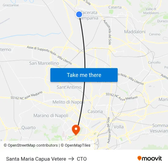 Santa Maria Capua Vetere to CTO map