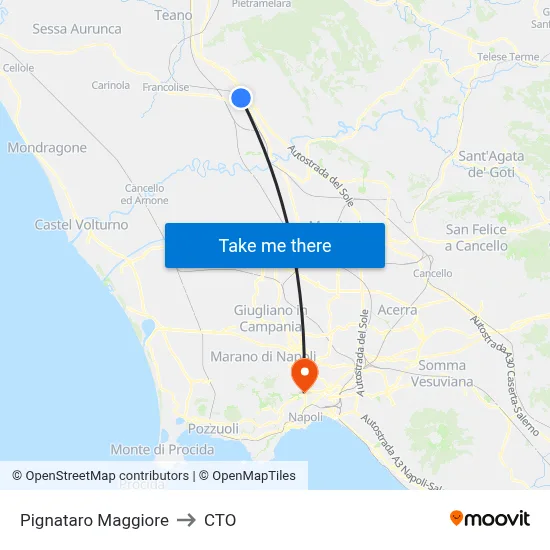 Pignataro Maggiore to CTO map