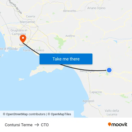 Contursi Terme to CTO map