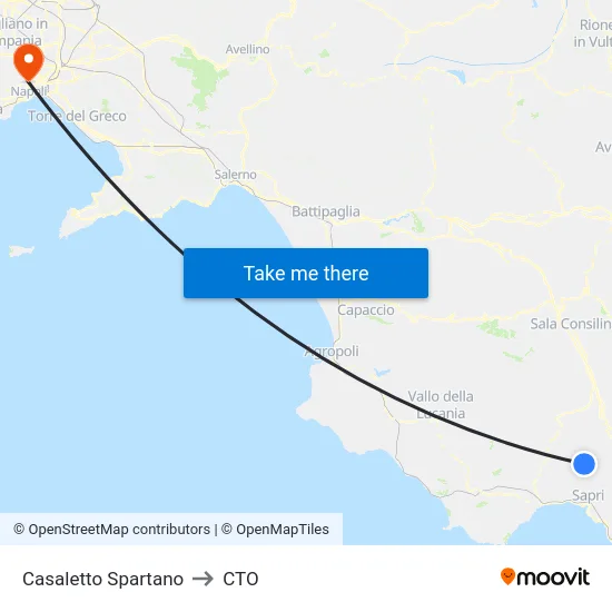 Casaletto Spartano to CTO map