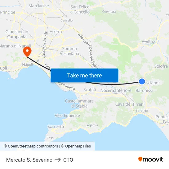 Mercato S. Severino to CTO map