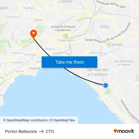 Portici Bellavista to CTO map