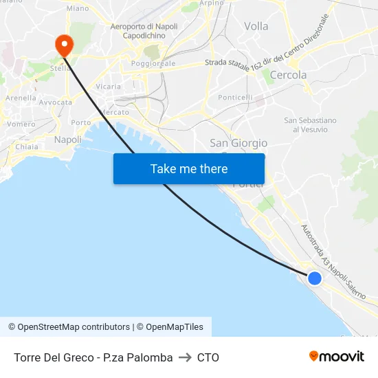 Torre Del Greco - P.za Palomba to CTO map