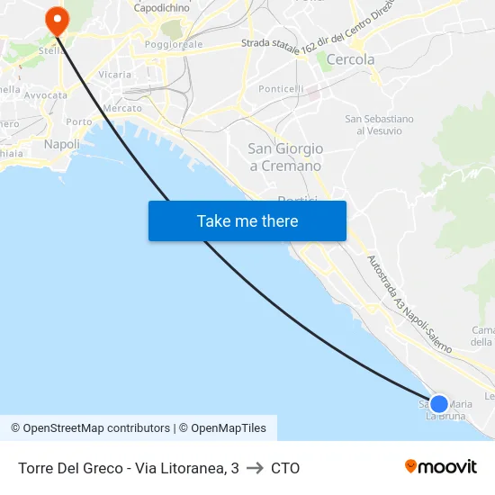 Torre Del Greco - Via Litoranea, 3 to CTO map