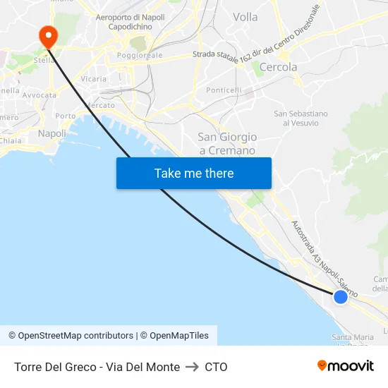 Torre Del Greco - Via Del Monte to CTO map