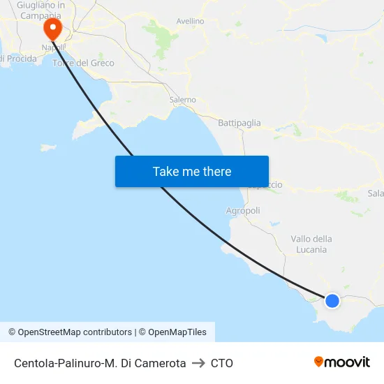 Centola-Palinuro-M. Di Camerota to CTO map