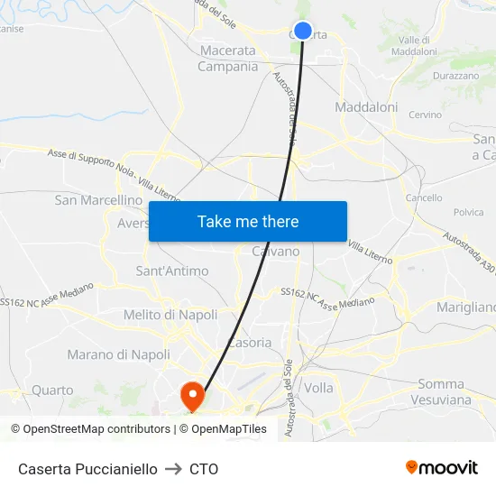 Caserta Puccianiello to CTO map