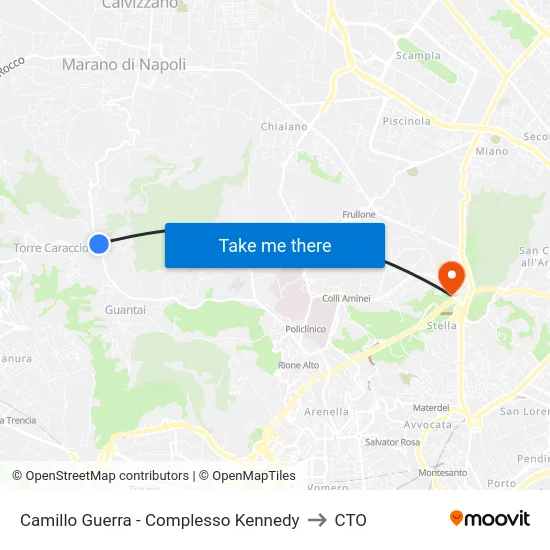 Camillo Guerra - Complesso Kennedy to CTO map