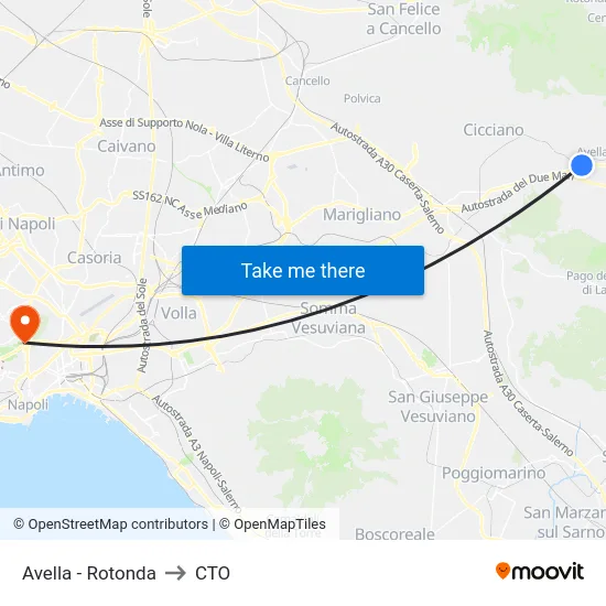 Avella - Rotonda to CTO map