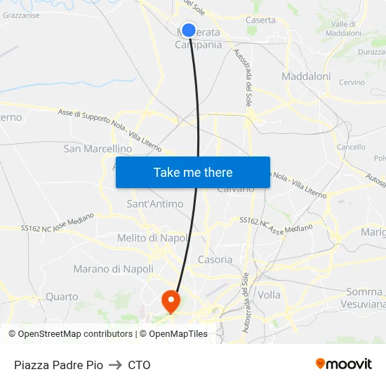 Piazza Padre Pio to CTO map
