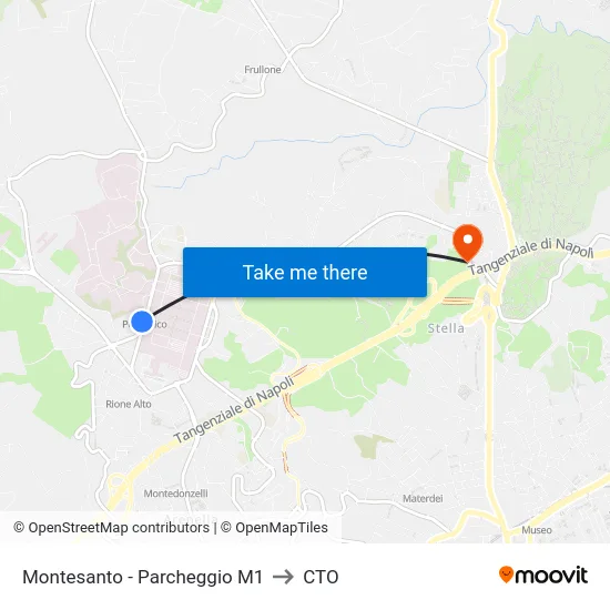 Montesanto - Parcheggio M1 to CTO map