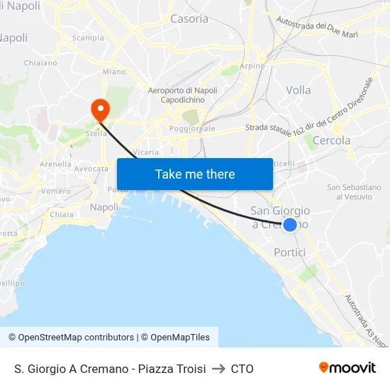 S. Giorgio A Cremano - Piazza Troisi to CTO map