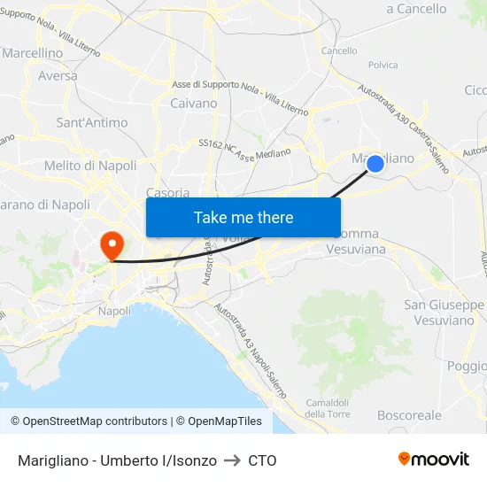 Marigliano - Umberto I/Isonzo to CTO map