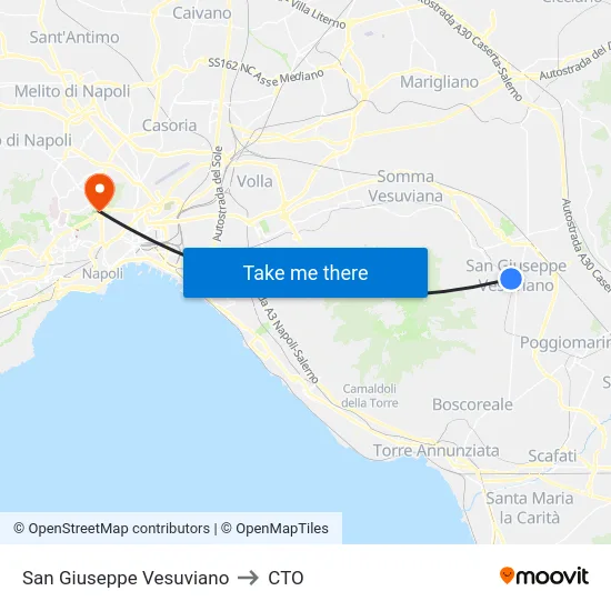 San Giuseppe Vesuviano to CTO map