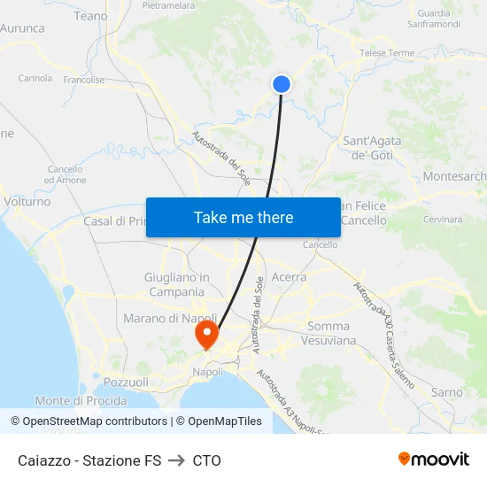 Caiazzo - Stazione FS to CTO map
