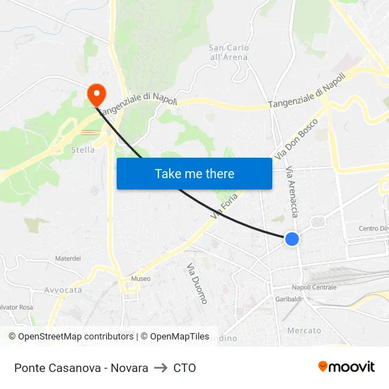Ponte Casanova - Novara to CTO map