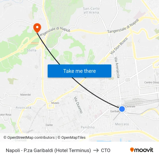 Napoli - P.za Garibaldi (Hotel Terminus) to CTO map