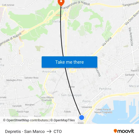 Depretis - San Marco to CTO map