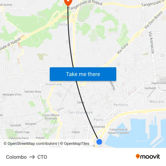 Colombo to CTO map