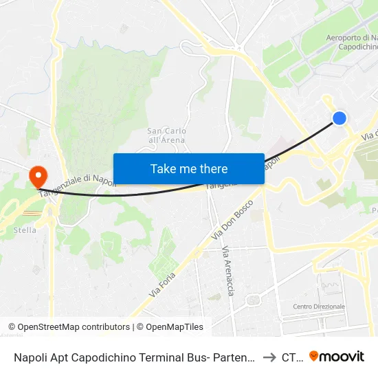 Napoli Apt Capodichino Terminal Bus- Partenze to CTO map