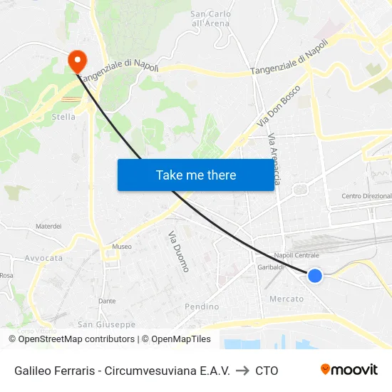 Galileo Ferraris - Circumvesuviana E.A.V. to CTO map