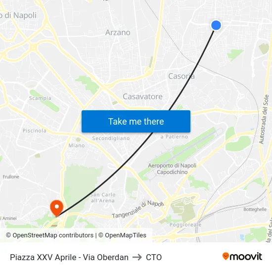 Piazza XXV Aprile - Via Oberdan to CTO map