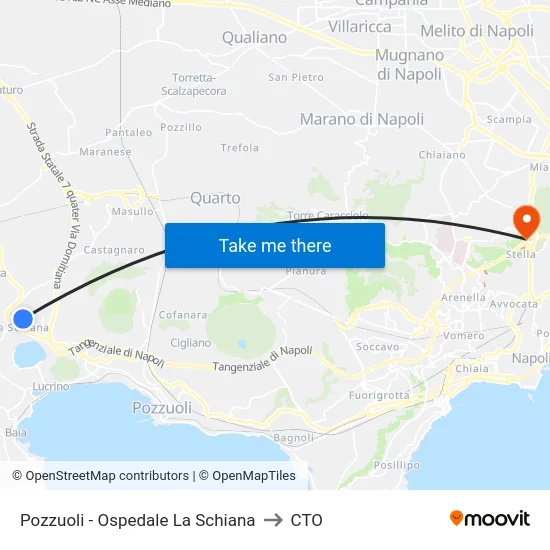 Pozzuoli - Ospedale La Schiana to CTO map