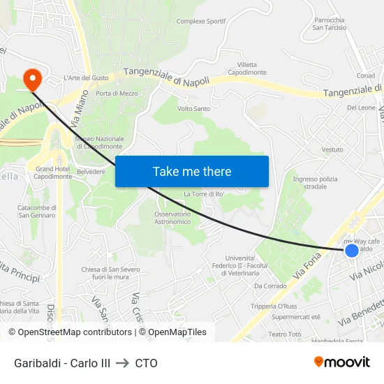 Garibaldi - Carlo III to CTO map