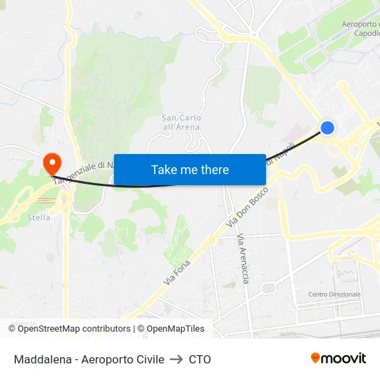 Maddalena - Aeroporto Civile to CTO map