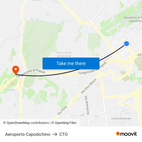 Aeroporto Capodichino to CTO map