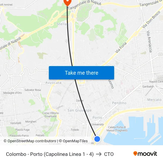 Colombo - Porto (Capolinea Linea 1 - 4) to CTO map