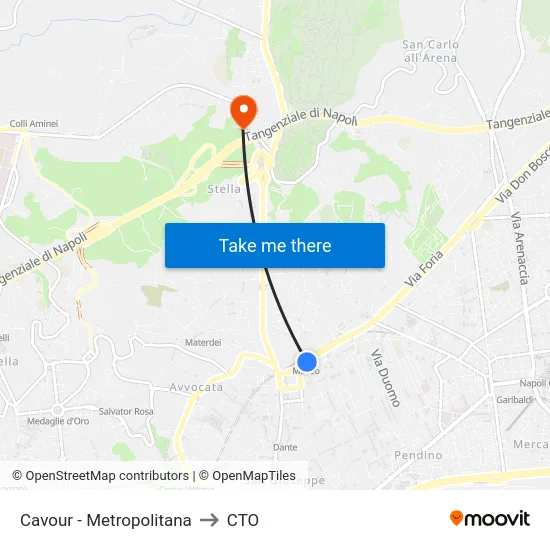 Cavour - Metropolitana to CTO map