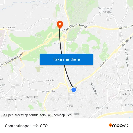 Costantinopoli to CTO map