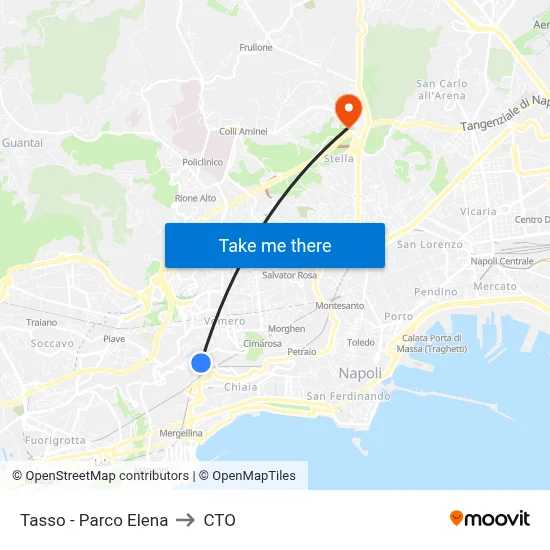 Tasso - Parco Elena to CTO map