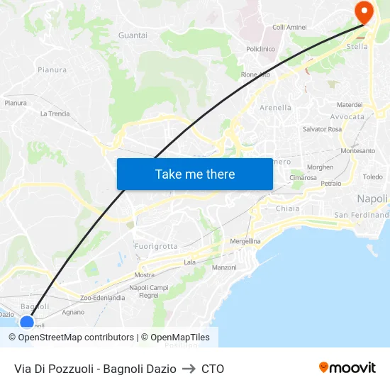 Via Di Pozzuoli - Bagnoli Dazio to CTO map