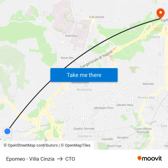 Epomeo - Villa Cinzia to CTO map