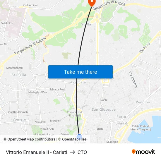Vittorio Emanuele II - Cariati to CTO map