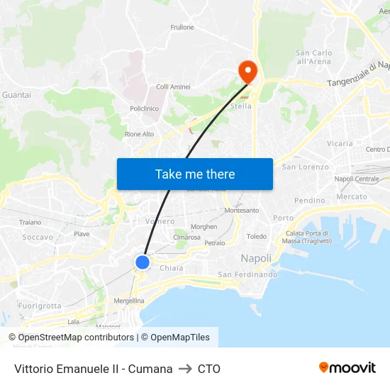 Vittorio Emanuele II - Cumana to CTO map