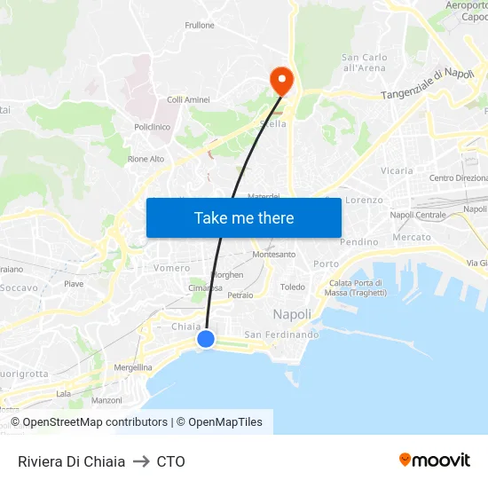 Riviera Di Chiaia to CTO map