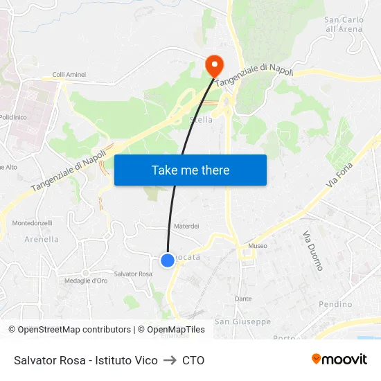Salvator Rosa - Istituto Vico to CTO map
