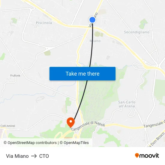Via Miano to CTO map