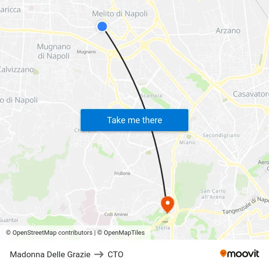 Madonna Delle Grazie to CTO map