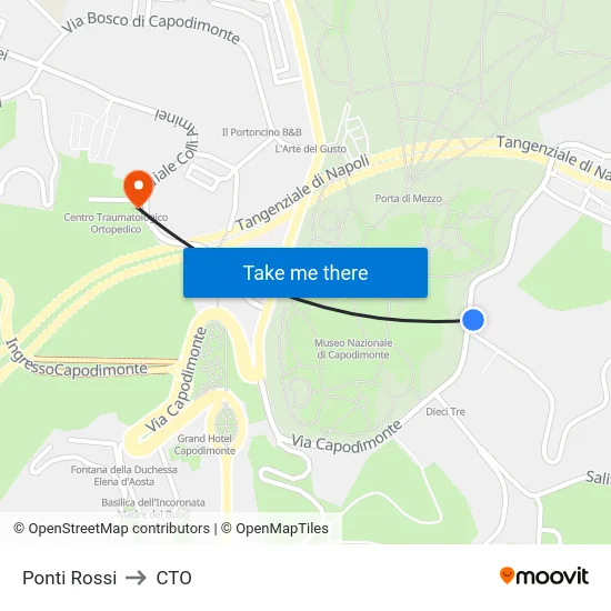 Ponti Rossi to CTO map