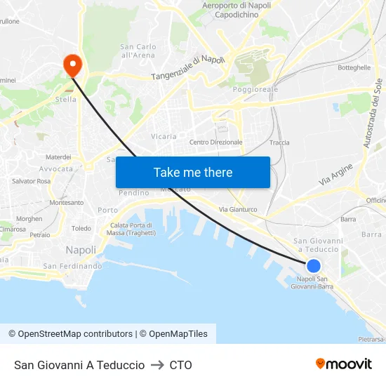 San Giovanni A Teduccio to CTO map