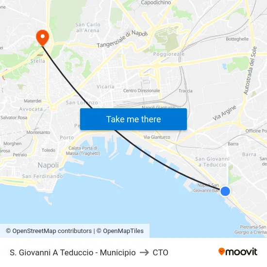 S. Giovanni A Teduccio - Municipio to CTO map